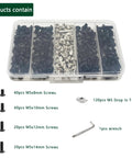 M5x8/10/12/14mm screws and M5 drop-in T-nuts kit for aluminum extrusion in a clear plastic box; 120 T-nuts, hex wrench