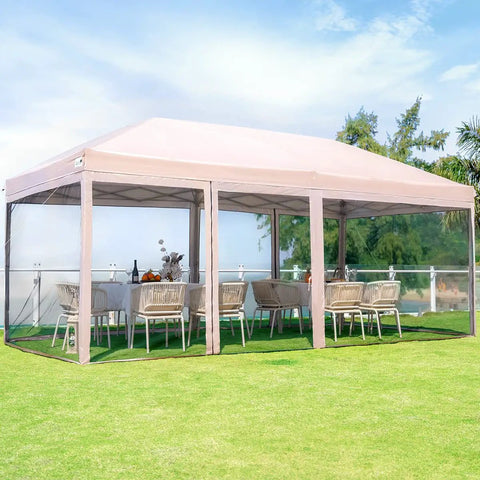 10x20 Pop Up Screened Canopy Tent With Mosquito Netting, Portable Easy Up Outdoor Screen House Shelter For Patio, Camping And Picnic, Includes Wheeled Carry Bag