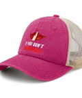 Pink Dont Pay My Bills Trucker Hat For Women And Unisex Style with mesh back and embroidered lips design.