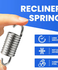 Image of a hand holding a two inch recliner spring from the Eight Pack Two Inch Recliner Tension Springs With Ten Turn Coils Heavy Duty Replacement Kit.