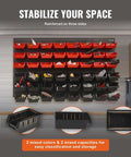 48 Bin Wall Mounted Storage Bins Rack Organizer for garage and DIY shop tools holding screws, nuts, bolts, and craft items.
