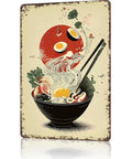 Funny Vintage Ramen Bowl Metal Sign Wall Art 8x12 Inches Tin Sign With Pre Drilled Holes For Easy Mount Ideal For Home Office Garage Kitchen Dorm Man Cave Decor Rustic Industrial Style
