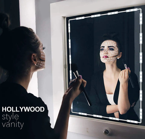 10Ft LED Vanity Lights With Dimmable Touch Control For Makeup Table And Bathroom, Ultra Bright White LEDs, Mirror Not Included, ETL Listed, Easy Peel And Stick Mirror Adhesive Strips, Glam Glow Up Your Vanity