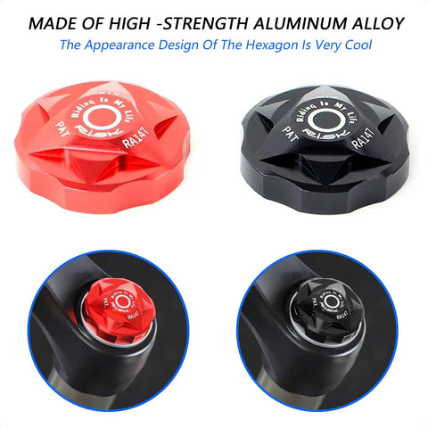 Red and black Bike Air Valve Top Cap For Front Fork Suspension Aluminum Alloy Shield Protective Cover For MTB and Road Bike.