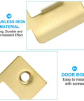 Gold Stainless Steel Door Strike Plate T Strike Backplate with screws for interior and exterior doors, showing corrosion resistance.
