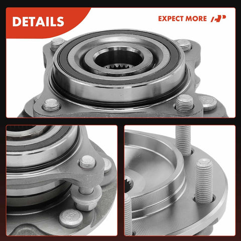 Close-up view of Beefy Front Wheel Bearing Hub Assembly for Toyota Tacoma 2005 2021, detailed parts, 6 Lug 4WD for rugged off-road use.