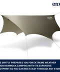 DryFly Rain Tarp Ultralight Hammock Shelter For Camping And Backpacking, showing spacious design with weather resistance.