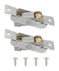 Built Tough Double Wheel Sliding Patio Door Rollers With Stainless Steel Pulley Set showing two rollers and screws for easy installation.