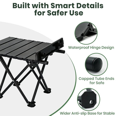 Ultralight Portable Camping Table Foldable With Carry Bag For Outdoor Travel Beach Camp Picnic BBQ Cooking Festival Boat And Home Use 2.46 Lb Lightweight Easy Carry with waterproof hinge, capped tube ends, anti-slip base