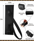 Two Piece Black Katana Sword Bag Kit With Back Strap And Waistband showing nylon holster, adjustable strap, and dimensions