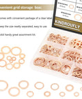 Copper Sealing Washers Kit, Kindroufly 320 Pieces, 11 Metric Sizes M5 To M20, in transparent storage box for automotive, plumbing, DIY.