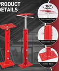 Four Pack Adjustable House Jacks For Floor Leveling And Crawlspace Support Built Like A Tank Heavy Duty Rust Proof Steel Prop 19 To 36 Inches Range, showing thickened plate and telescopic style.