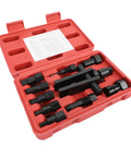 Thinking Process: motorcycle wheel hub bearing removal tool set in red case, 20-piece heat-treated steel, 8 mm to 25 mm collets