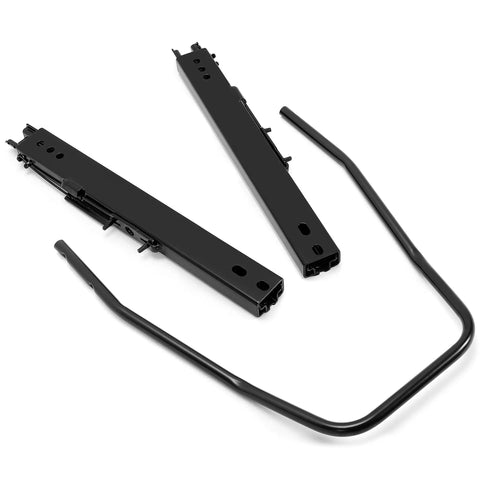 Universal Seat Sliders and Mounting Track Kit With Dual Locking Rails For Most Aftermarket Seats, steel, black, disassembled view
