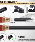 76-piece brass DOT air line fittings kit with push-to-connect NPT adapters and black air hose