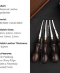 Leather Edge Beveler Pro 1mm Skiving Tool Edger Cutter Creaser Skiver kit with ebony handles and DC53 steel blades