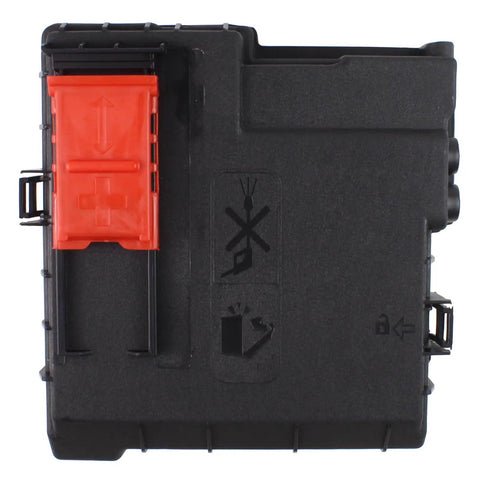 Hella Rugged Under Hood Fuse Block Upper Cover Replacement For Chevy Silverado Sierra Tahoe Suburban Gmc Cadillac Hummer Ev Truck Suv Socket Protector Plate, black plastic cover with red lid.