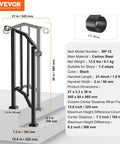 Heavy Carbon Steel Handrails For Outdoor Steps One Step Stair Rail Kit with dimensions 21x38 inches, black for easy mounting.