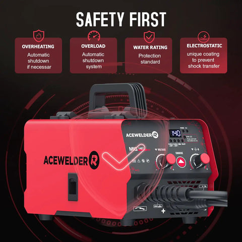 140A 3 In 1 Portable Welding Machine For Flux Core MIG Stick And Lift TIG 110V Inverter Welder front panel view