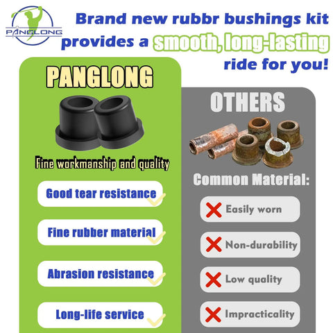 Comparison of rubber bushings focusing on durability and quality for EZGO TXT Rear Leaf Spring Bushing And Sleeve Kit