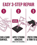 Easy 3-step repair for Six Piece Square Heel Repair Pads One Quarter Inch Thick Non Slip Rubber Soles For Boots And Shoes.