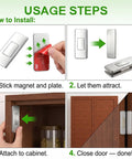 Installation steps for 26 Pack No Drill Magnetic Cabinet Catches Ultra Thin Strong Magnetic Latch With Adhesive