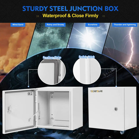 Rugged Outdoor Electrical Box With Lock And Mounting Plate Heavy Duty Steel Junction Enclosure 12 By 10 By 6 Inches NEMA 4X IP66