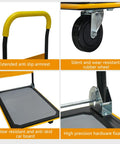 Beefy Heavy Duty Flatbed Cart With 660lbs Load Capacity Foldable Platform Hand Truck 360 Degree Swivel Wheels Quiet TPR Wheels close-up