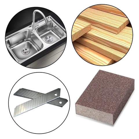 Six Pack 220 Grit Sanding Sponge Blocks For Drywall Wood Furniture Walls Pots Sheetrock Metal with various materials