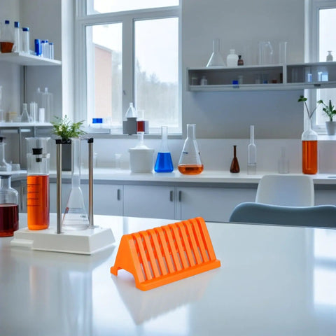 Cool Homoyoyo Lab Slide Drying Rack Pack in orange, sturdy plastic slide holder for chemical safety and sample prep.