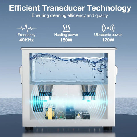 Ultrasonic Cleaner 3.2L 120W Dope Cleaning Power 40kHz With Heater Timer Degassing 110V Digital Dial, efficient technology diagram