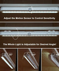 T01L 20 LED Wireless Motion Sensor Closet Light showing adjustable angles and motion sensor controls.