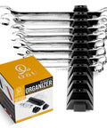 Slick Modular Wrench Organizer System With 48 Magnetic Holders For Tool Box Drawers holding arranged wrenches upright
