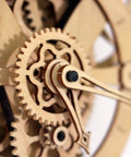 Close-up of 3D wooden gears and pendulum in the Mechanical Clock Kit For Walls 3D Wood Puzzle DIY With Pendulum And Wooden Gears No Batteries Needed Runs 36 Hours On One Wind Vintage Style Dope Modern Manual Clock For Home Wall Decor