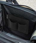 Close-up of Dual Insert Pouch Elastic Holster Set in backpack, showcasing modular two clip tactical panel for quick access gear.