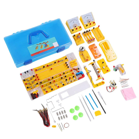 Physics Experiment Kit For Curious Minds Electricity And Magnetism Lab Set With 68 Hands On Experiments, storage box, components shown