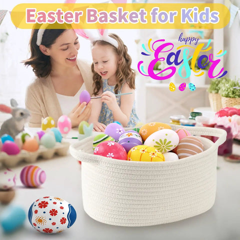 Medium Woven Cotton Rope Basket Empty Diy Gift Hamper Super Sturdy Organizer Hella Versatile Storage Crate For Birthdays And Easter Showers Totally Awesome Home Decor