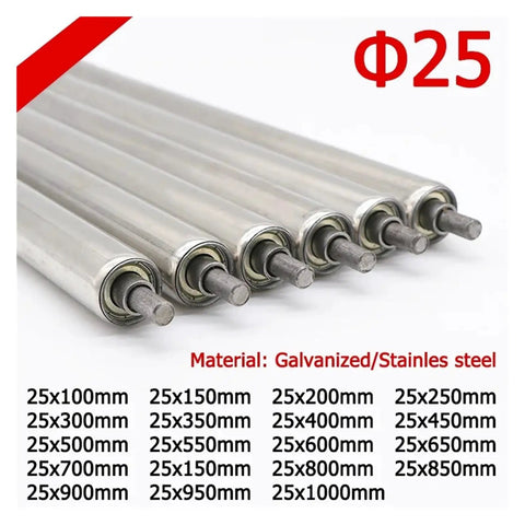 201 Stainless Steel Galvanized Conveyor Roller 25mm Fixed Transport Drum For Factory Workshop Workflow With Heavy Duty Rust Resistant Coating with various sizes