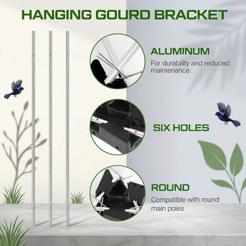 34 Inch Hanging Gourd Bracket For Purple Martin Houses That Fits 28mm And 1.1 Inch Poles, Metal And Plastic Gourd Rack For Triangular Martin Poles, Gourds And House Not Included