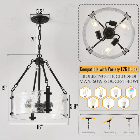 Industrial semi flush mount pendant, 16-inch dia, 5.9-inch height, features Dope Mid Century Modern Sputnik Ceiling Light Fixture Chandelier.