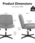 Product dimensions of Armless Swivel Office Chair With Wide Padded Seat, Height Adjustable From 15.94 To 19.69 Inches, No Wheels