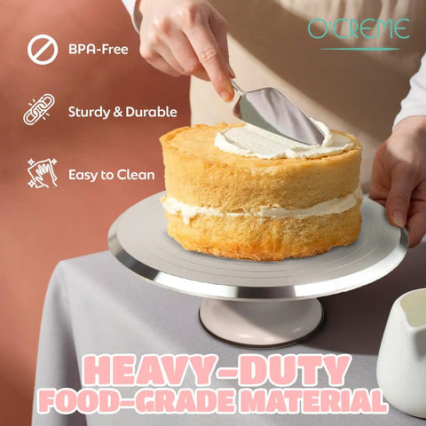 12 Inch Heavy Duty Aluminum Cake Turntable Stand Rock Solid Rotating Lazy Susan With Non Slip Base Smooth Swivel Platform frosting cake