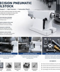 Heavy Duty Cnc 4 Axis Pneumatic Tailstock With 50Mm Stroke Plug And Play Rig Built Tough For Hardworking Lathe Tasks And Precision Mold Assembly At 145Mm Center Height, showcasing its durable structure and CNC integration.