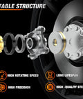 Exploded view of Front Wheel Bearing And Hub Assembly For Toyota Tacoma 2005 2019 4Runner 2003 2016 6 Lug 2WD ABS 950 004