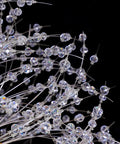 Close-up of sparkling crystals in Gold 9 Light Crystal Ceiling Chandelier Pendant Lighting Fixture for dining room modern decor.