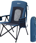 Oversized Folding High Back Lawn Chair for Adults With Cup Holder, Carrying Strap, Hard Armrests, 400Lb Capacity, Blue, Ideal for Camping