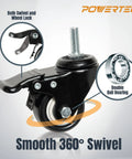 Two Inch Caster Wheels Set Of Four With 360 Degree Swivel And Dual Locking Brakes, close-up of single wheel with locking mechanism