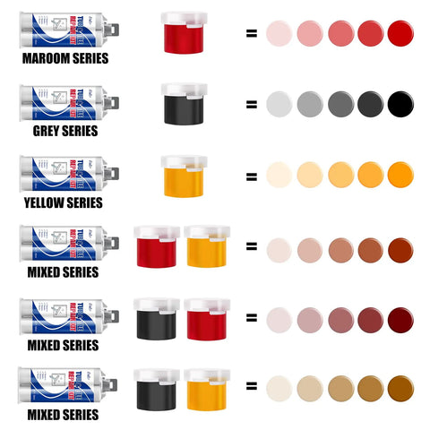 Tile Repair Kit For Porcelain And Ceramic Surfaces, Quick Fix For Scratches, Chips, Dents And Holes In Bathtubs And Shower Trays, color series tubes and pigments display