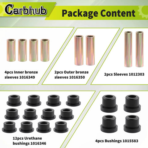 Front Lower Spring And Front Upper A Arm Suspension Kit For DS Golf Carts Replacing Urethane Bushings And Bronze Sleeves Inner And Outer Sleeve Set With Part Numbers 1016346 1016349 1016350, 12 urethane bushings and bronze sleeves