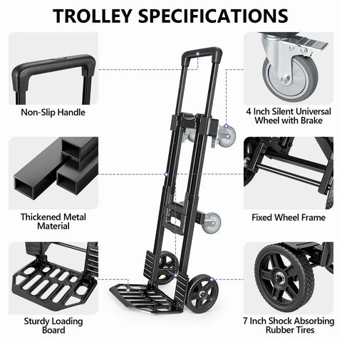 3 In 1 Convertible Dolly Cart With Wheels, Brakes, 600 Lb Heavy Duty Hand Truck Dolly, features and specifications